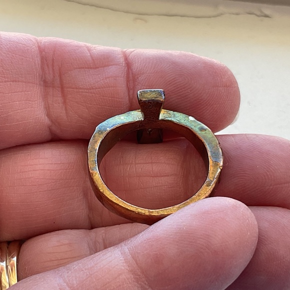 Vintage Cross Ring Crystal Copper size 8.25 - Picture 10 of 15